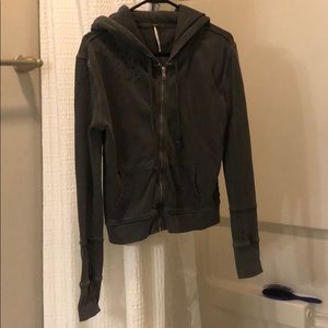 Free People gray zip up hoodie size S